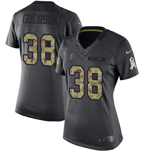 Women's Limited Dashon Goldson Nike Jersey Black - #38 2016 Salute to Service NFL Atlanta Falcons